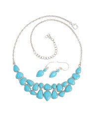 Arizona Turquoise Necklace Earrings Set | 925 Solid Silver Handmade