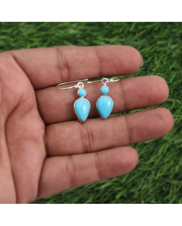 Arizona Turquoise Necklace Earrings Set | 925 Solid Silver Handmade