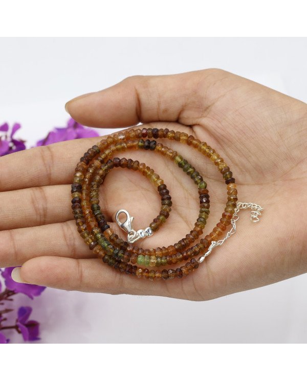 Petro Tourmaline Gemstone 925 Sterling Silver Beads Necklace