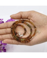 Petro Tourmaline Gemstone 925 Sterling Silver Beads Necklace
