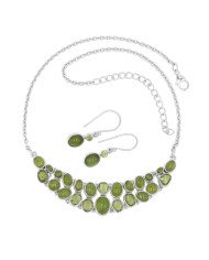 Idocrase & Peridot Necklace with Earrings | 925 Silver Handmade Jewelry