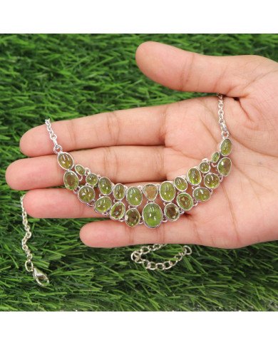 Idocrase & Peridot Necklace with Earrings | 925 Silver Handmade Jewelry