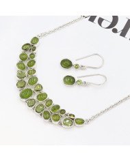 Idocrase & Peridot Necklace with Earrings | 925 Silver Handmade Jewelry