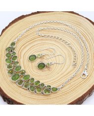 Idocrase & Peridot Necklace with Earrings | 925 Silver Handmade Jewelry