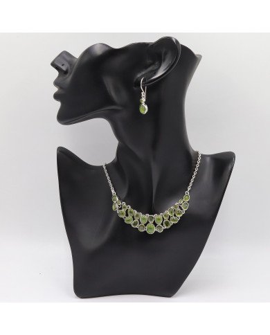 Idocrase & Peridot Necklace with Earrings | 925 Silver Handmade Jewelry