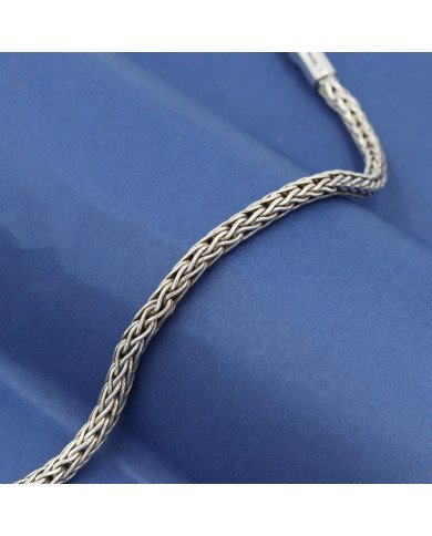 Men's Braided Silver Link Bracelet | Handmade Elegant Jewelry Gift
