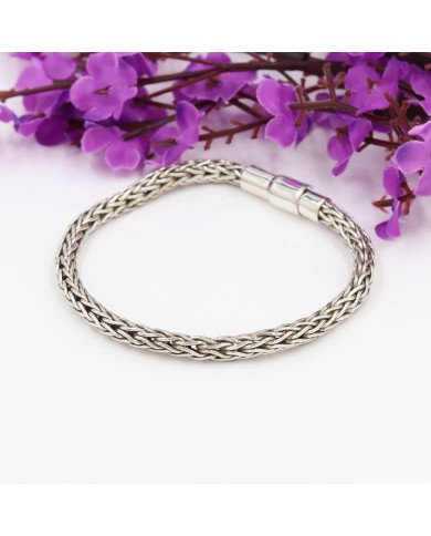 Men's Braided Silver Link Bracelet | Handmade Elegant Jewelry Gift