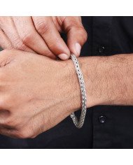 Men's Braided Silver Link Bracelet | Handmade Elegant Jewelry Gift