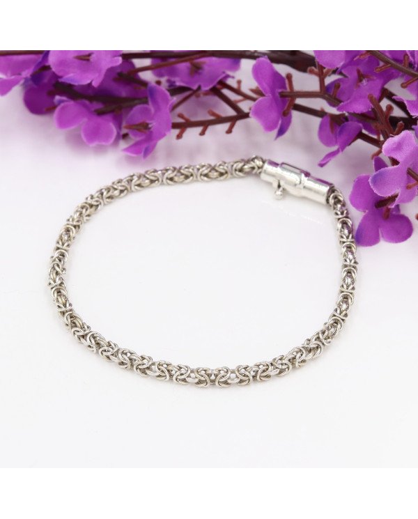 925 Sterling Silver Byzantine Chain Bracelet | Handmade Men's Jewelry