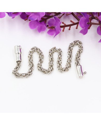 925 Sterling Silver Byzantine Chain Bracelet | Handmade Men's Jewelry