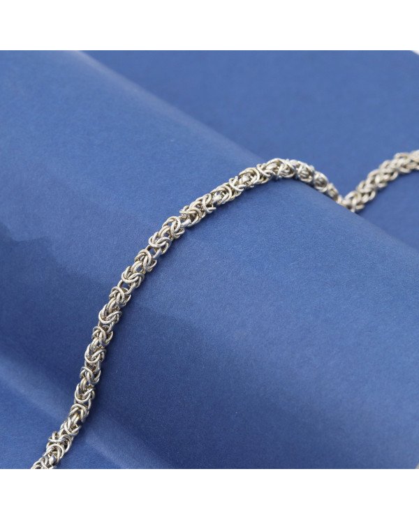 925 Sterling Silver Byzantine Chain Bracelet | Handmade Men's Jewelry