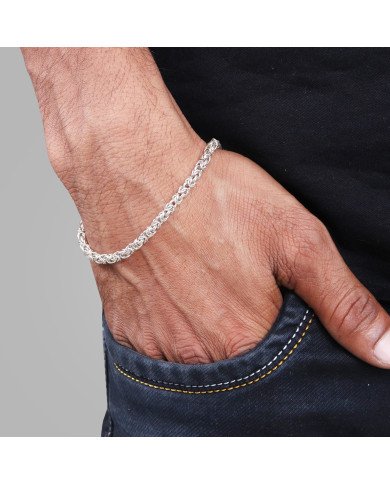 925 Sterling Silver Byzantine Chain Bracelet | Handmade Men's Jewelry