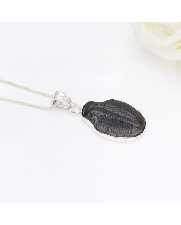 Trilobite Gemstone Pendant | 925 Sterling Silver Handmade Jewelry Gift