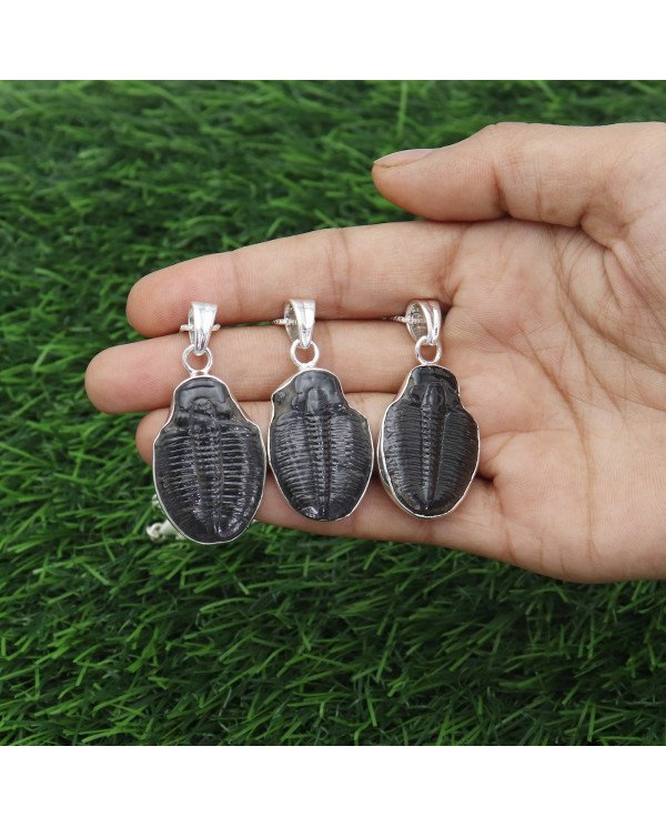 Trilobite Gemstone Pendant | 925 Sterling Silver Handmade Jewelry Gift