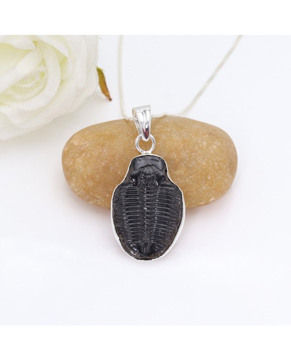 Trilobite Gemstone Pendant | 925 Sterling Silver Handmade Jewelry Gift