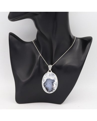 Natural Dendritic Opal Gemstone 925 Sterling Silver Pendant| Jewels Artisan