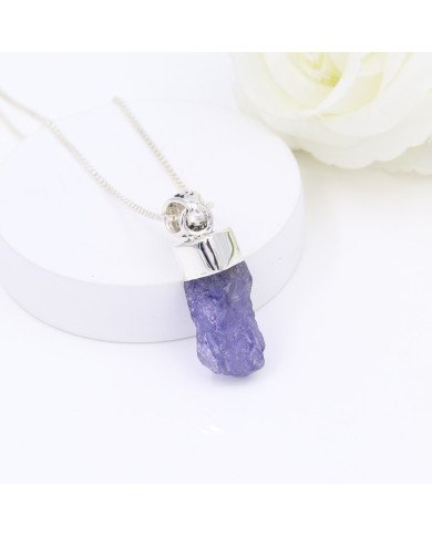 Raw Tanzanite Pendant in 925 Sterling Silver | Handmade Jewelry