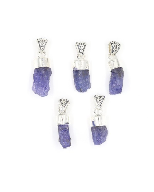 Raw Tanzanite Pendant in 925 Sterling Silver | Handmade Jewelry