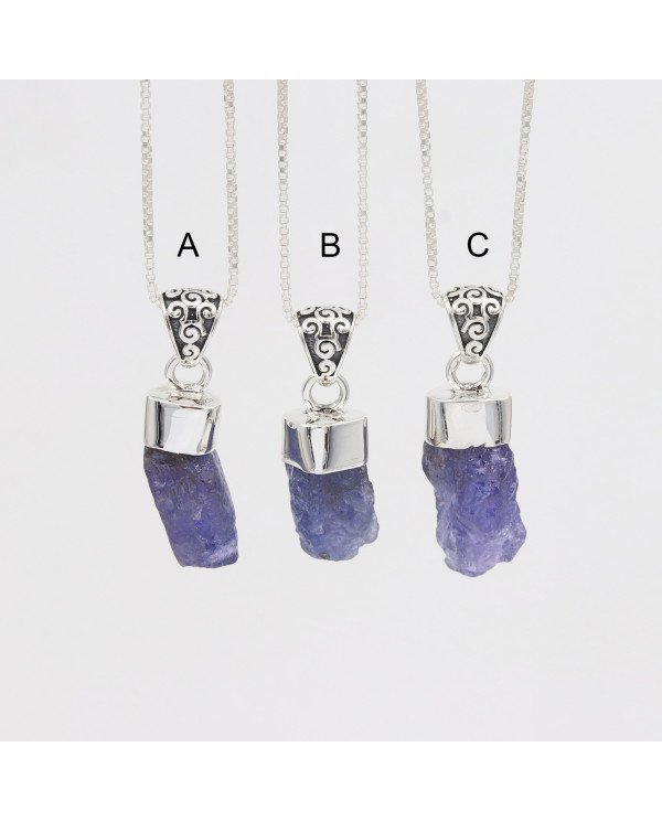 Tanzanite Pendant Sterling Silver Blue Stone Pendant Necklace