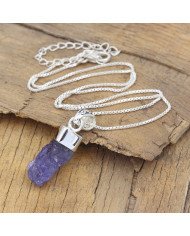 Raw Tanzanite Pendant in 925 Sterling Silver | Handmade Jewelry