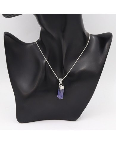 Raw Tanzanite Pendant in 925 Sterling Silver | Handmade Jewelry