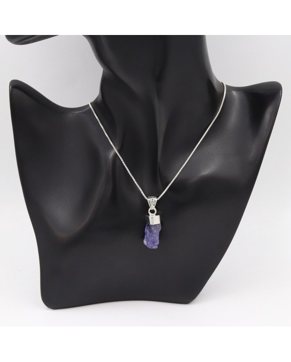 Raw Tanzanite Pendant in 925 Sterling Silver | Handmade Jewelry