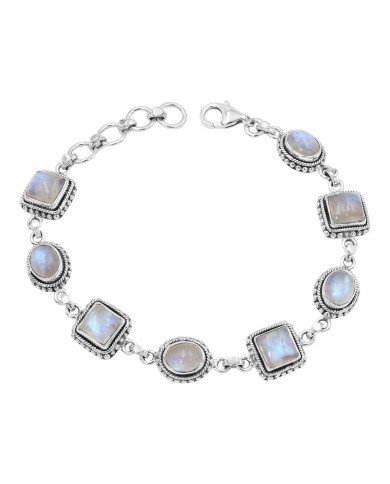 Rainbow Moonstone Bracelet in 925 Sterling Silver – Handmade Jewelry