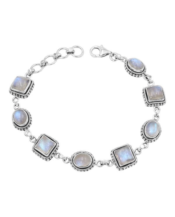 Rainbow Moonstone Bracelet in 925 Sterling Silver – Handmade Jewelry