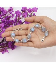 Rainbow Moonstone Bracelet in 925 Sterling Silver – Handmade Jewelry