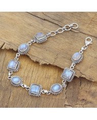 Rainbow Moonstone Bracelet in 925 Sterling Silver – Handmade Jewelry