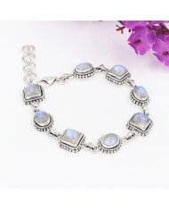 Rainbow Moonstone Bracelet in 925 Sterling Silver – Handmade Jewelry