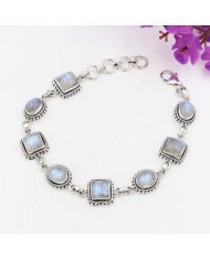 Rainbow Moonstone Bracelet in 925 Sterling Silver – Handmade Jewelry