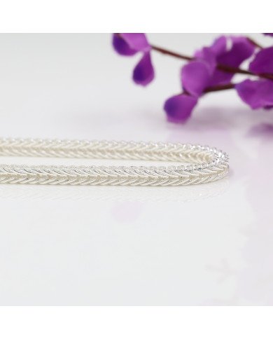 925 Silver Foxtail Chain Bracelet with Handmade Dragon Head Design