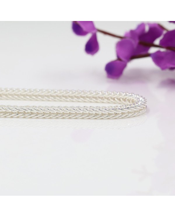 925 Silver Foxtail Chain Bracelet with Handmade Dragon Head Design