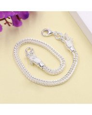 925 Silver Foxtail Chain Bracelet with Handmade Dragon Head Design