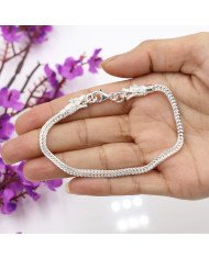 925 Silver Foxtail Chain Bracelet with Handmade Dragon Head Design