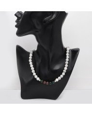 Bloodstone Beads Necklace with Howlite | 925 Sterling Silver