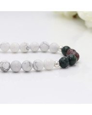 Bloodstone Beads Necklace with Howlite | 925 Sterling Silver