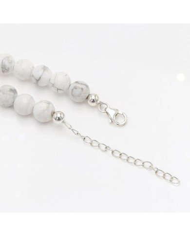 Bloodstone Beads Necklace with Howlite | 925 Sterling Silver