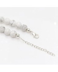 Bloodstone Beads Necklace with Howlite | 925 Sterling Silver