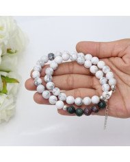 Bloodstone Beads Necklace with Howlite | 925 Sterling Silver
