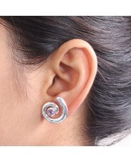 Amethyst Spiral Shape Studs | 925 Sterling Silver Handcrafted 5mm Round