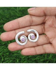 Amethyst Spiral Shape Studs | 925 Sterling Silver Handcrafted 5mm Round