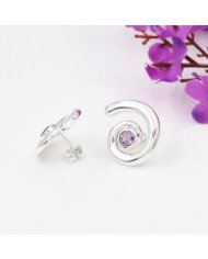 Amethyst Spiral Shape Studs | 925 Sterling Silver Handcrafted 5mm Round