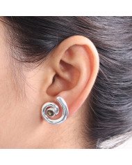 Smoky Quartz Spiral Studs | 925 Sterling Silver Handcrafted 5mm Round