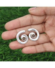 Smoky Quartz Spiral Studs | 925 Sterling Silver Handcrafted 5mm Round