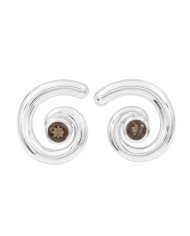 Smoky Quartz Spiral Studs | 925 Sterling Silver Handcrafted 5mm Round