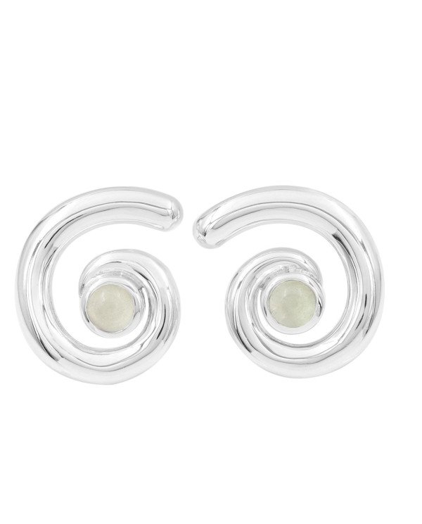 Prehanite Spiral Shape Studs | 925 Sterling Silver Handcrafted 5mm Round