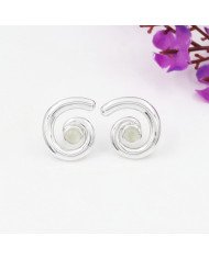 Prehanite Spiral Shape Studs | 925 Sterling Silver Handcrafted 5mm Round