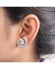 Prehanite Spiral Shape Studs | 925 Sterling Silver Handcrafted 5mm Round